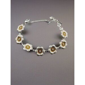 Brighton Floriana Brushed Silver Flower Retired Bracelet